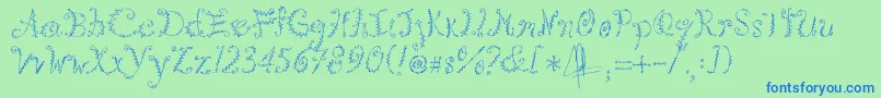 Kookie Font – Blue Fonts on Green Background