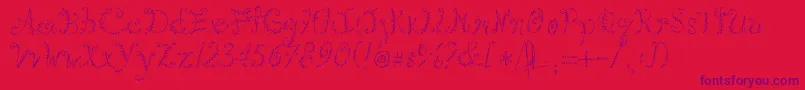 Kookie-Schriftart – Violette Schriften auf rotem Hintergrund