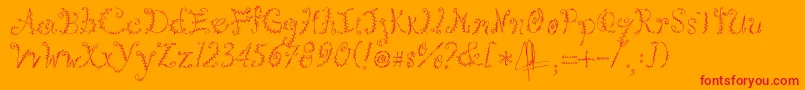 Kookie-Schriftart – Rote Schriften auf orangefarbenem Hintergrund