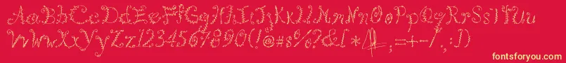 フォントKookie – 黄色の文字、赤い背景