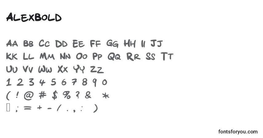 Schriftart AlexBold – Alphabet, Zahlen, spezielle Symbole