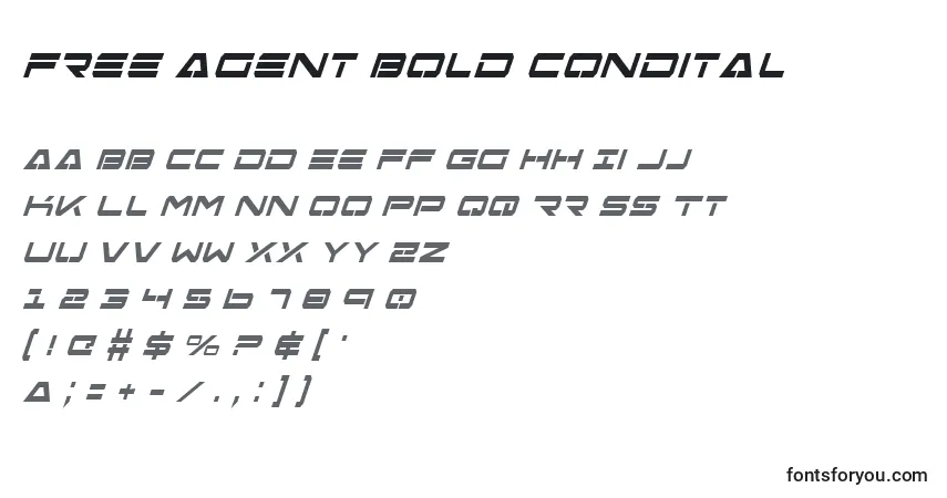 Шрифт Free Agent Bold Condital – алфавит, цифры, специальные символы