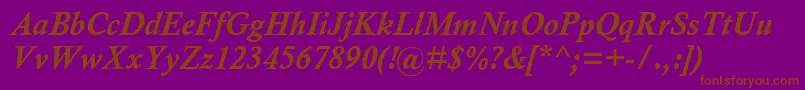 CalistoMtРџРѕР»СѓР¶РёСЂРЅС‹Р№РљСѓСЂСЃРёРІ-Schriftart – Braune Schriften auf violettem Hintergrund