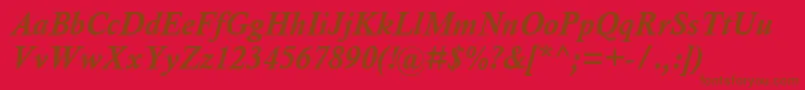 CalistoMtРџРѕР»СѓР¶РёСЂРЅС‹Р№РљСѓСЂСЃРёРІ Font – Brown Fonts on Red Background