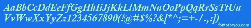 CalistoMtРџРѕР»СѓР¶РёСЂРЅС‹Р№РљСѓСЂСЃРёРІ Font – Green Fonts on Blue Background