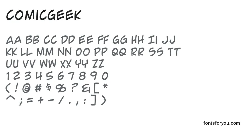 Schriftart ComicGeek – Alphabet, Zahlen, spezielle Symbole