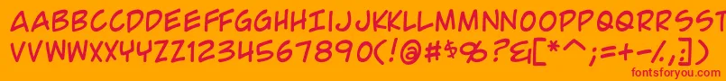 ComicGeek-Schriftart – Rote Schriften auf orangefarbenem Hintergrund