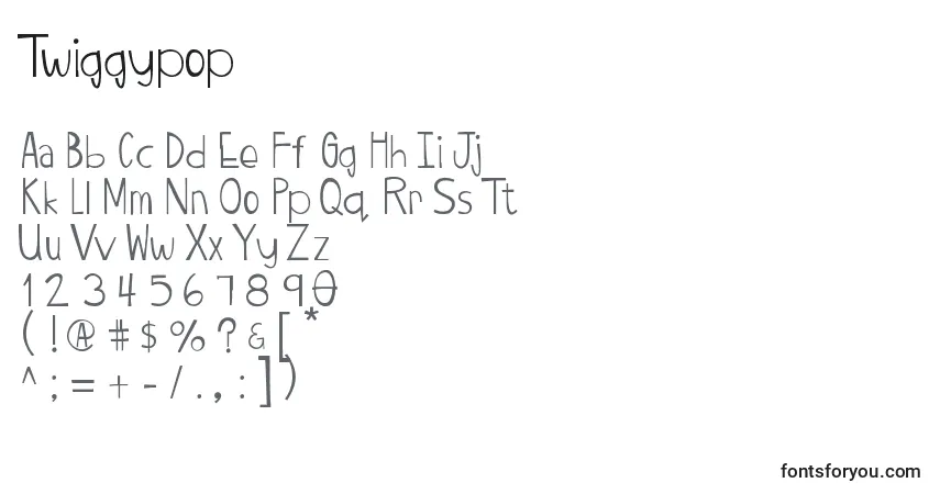Schriftart Twiggypop – Alphabet, Zahlen, spezielle Symbole