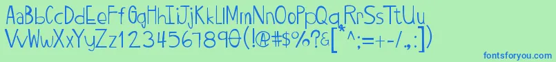 Twiggypop-Schriftart – Blaue Schriften auf grünem Hintergrund