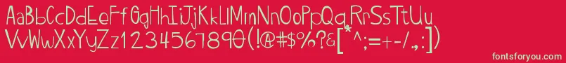 Twiggypop-Schriftart – Grüne Schriften auf rotem Hintergrund