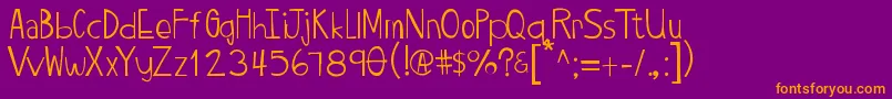 Twiggypop-Schriftart – Orangefarbene Schriften auf violettem Hintergrund