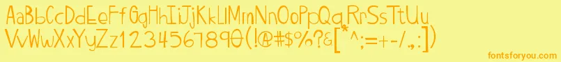 Twiggypop-Schriftart – Orangefarbene Schriften auf gelbem Hintergrund