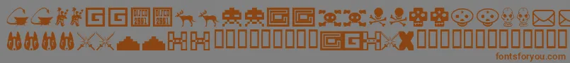 フォントToybox – 茶色の文字が灰色の背景にあります。