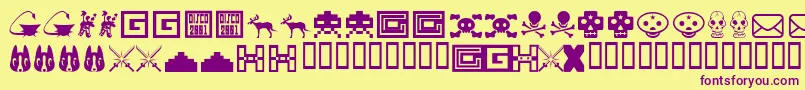 Toybox Font – Purple Fonts on Yellow Background
