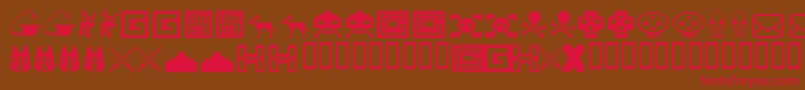 Toybox-Schriftart – Rote Schriften auf braunem Hintergrund