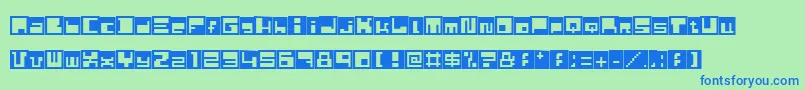 Husby-Schriftart – Blaue Schriften auf grünem Hintergrund