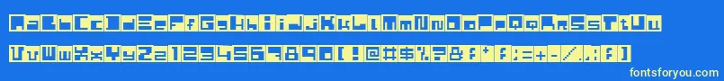 フォントHusby – 黄色の文字、青い背景