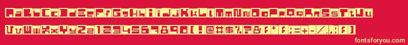 Husby-Schriftart – Gelbe Schriften auf rotem Hintergrund