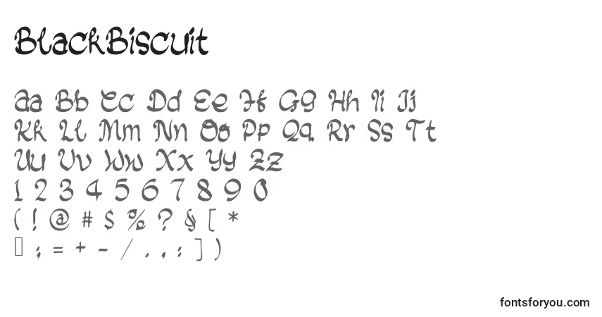 A fonte BlackBiscuit – alfabeto, números, caracteres especiais