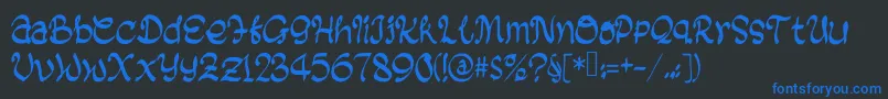 BlackBiscuit-Schriftart – Blaue Schriften auf schwarzem Hintergrund
