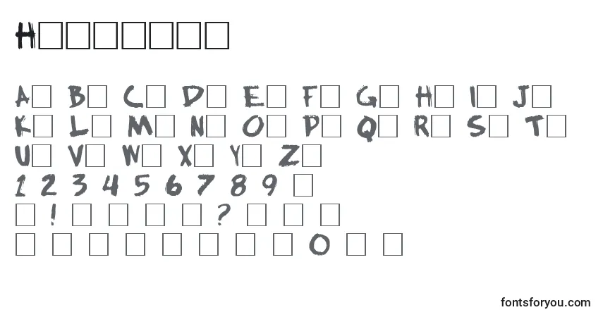 Czcionka Hillwill – alfabet, cyfry, specjalne znaki