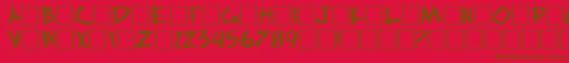 Hillwill-Schriftart – Braune Schriften auf rotem Hintergrund