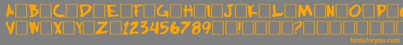 フォントHillwill – オレンジの文字は灰色の背景にあります。