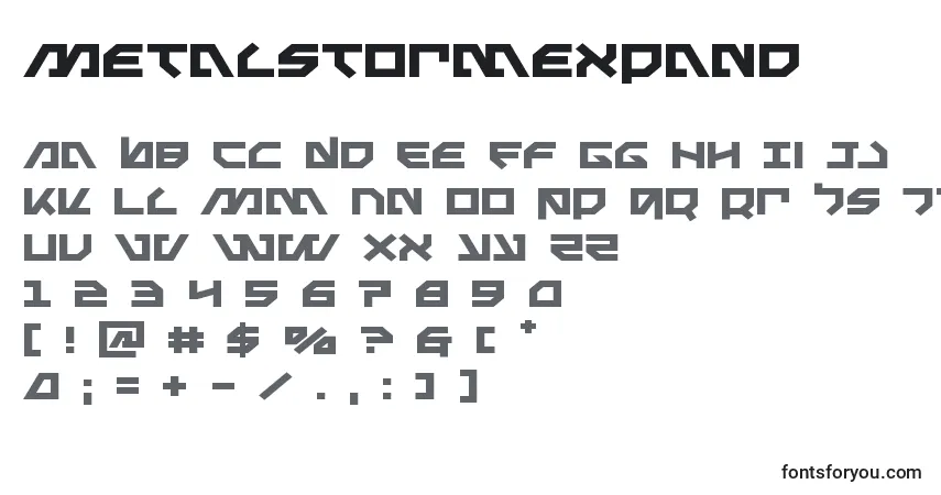 Schriftart Metalstormexpand – Alphabet, Zahlen, spezielle Symbole