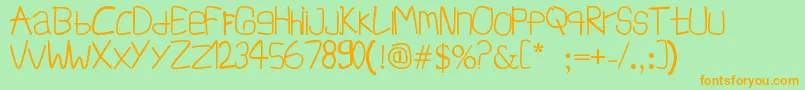 InfSimpangAmpek-Schriftart – Orangefarbene Schriften auf grünem Hintergrund