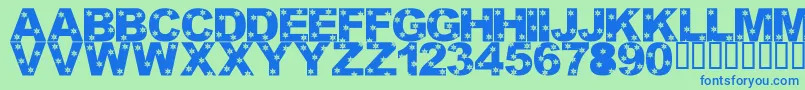 LmsLetItSnow Font – Blue Fonts on Green Background