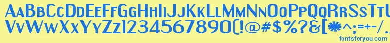 EngebrechtreExpandedBold Font – Blue Fonts on Yellow Background