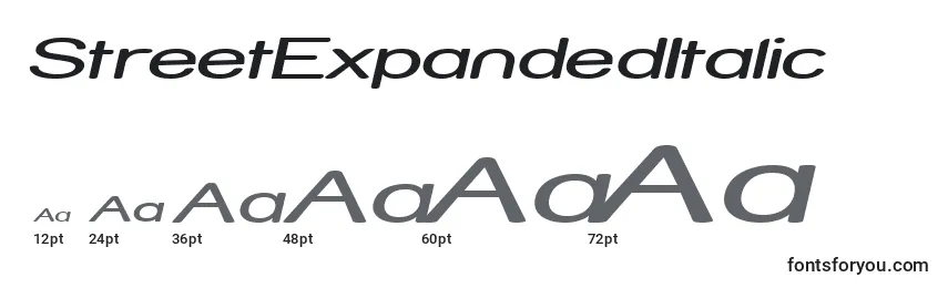 StreetExpandedItalic Font Sizes