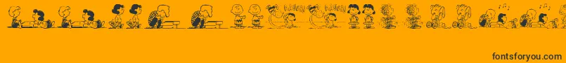 PeanutsGangDingbats-Schriftart – Schwarze Schriften auf orangefarbenem Hintergrund
