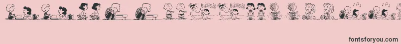 PeanutsGangDingbats-Schriftart – Schwarze Schriften auf rosa Hintergrund