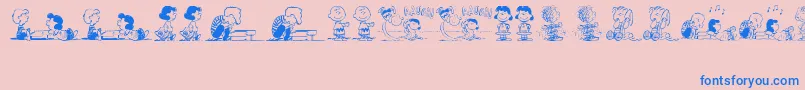 PeanutsGangDingbats-Schriftart – Blaue Schriften auf rosa Hintergrund