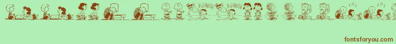PeanutsGangDingbats Font – Brown Fonts on Green Background