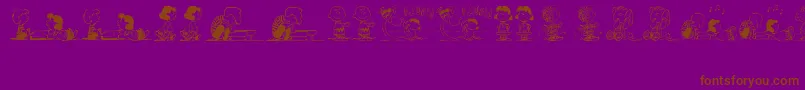 PeanutsGangDingbats-fontti – ruskeat fontit violetilla taustalla