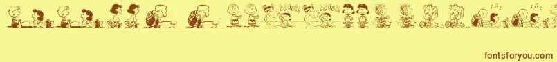 Czcionka PeanutsGangDingbats – brązowe czcionki na żółtym tle