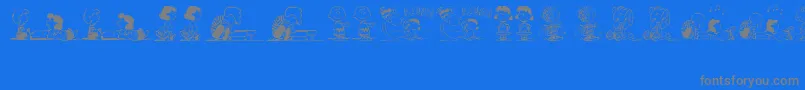 PeanutsGangDingbats-Schriftart – Graue Schriften auf blauem Hintergrund