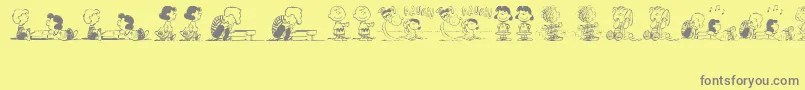 PeanutsGangDingbats-Schriftart – Graue Schriften auf gelbem Hintergrund