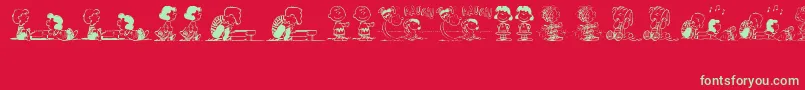 PeanutsGangDingbats-fontti – vihreät fontit punaisella taustalla