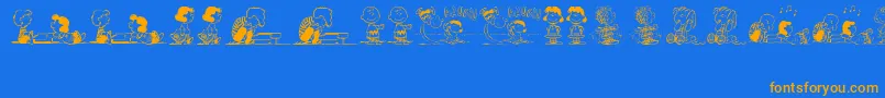 PeanutsGangDingbats-Schriftart – Orangefarbene Schriften auf blauem Hintergrund