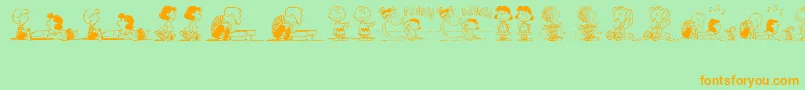 Шрифт PeanutsGangDingbats – оранжевые шрифты на зелёном фоне
