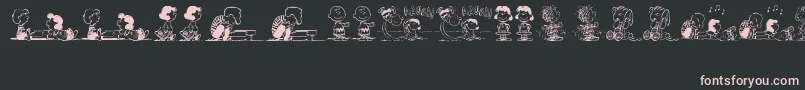 PeanutsGangDingbats-fontti – vaaleanpunaiset fontit mustalla taustalla