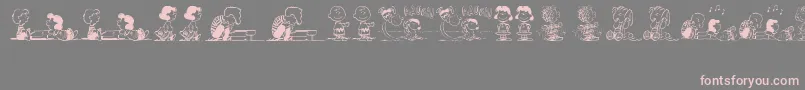 PeanutsGangDingbats-fontti – vaaleanpunaiset fontit harmaalla taustalla