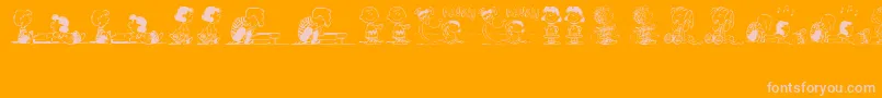 PeanutsGangDingbats-Schriftart – Rosa Schriften auf orangefarbenem Hintergrund