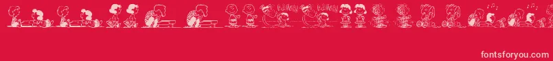 PeanutsGangDingbats-fontti – vaaleanpunaiset fontit punaisella taustalla