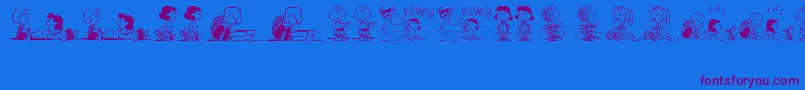 PeanutsGangDingbats-fontti – violetit fontit sinisellä taustalla