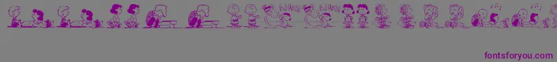 PeanutsGangDingbats-Schriftart – Violette Schriften auf grauem Hintergrund