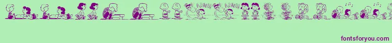 PeanutsGangDingbats Font – Purple Fonts on Green Background